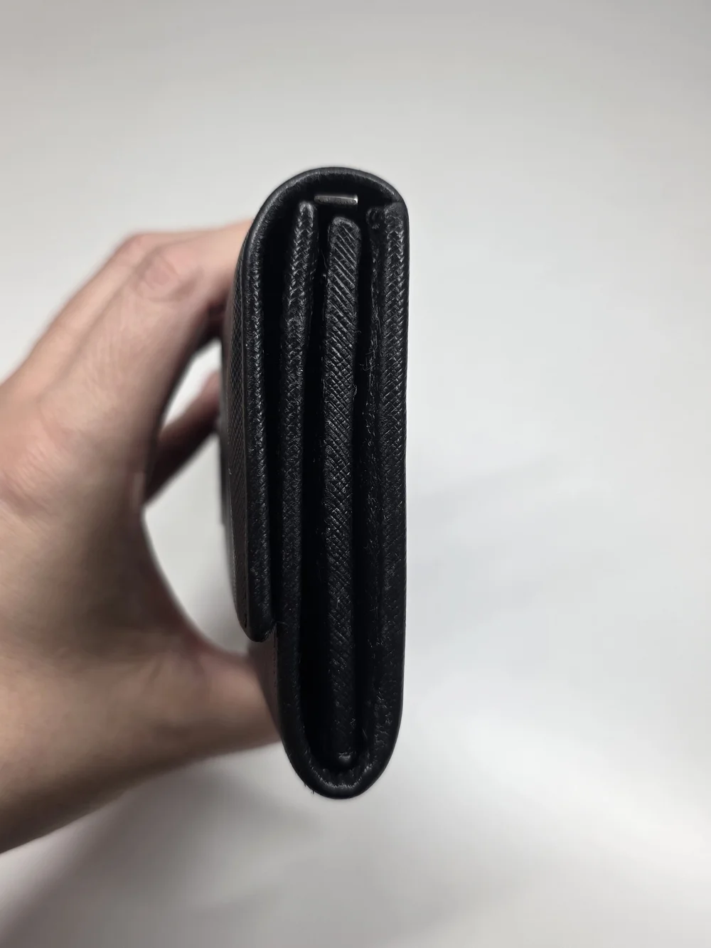 Black Ferragamo Leather Gancini Clutch with Silver Logo Hardware